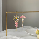 Pink Sakura Cherry Blossom Earrings - Japanese Sakura bunny Earrings - Cherry Blossom rabbit Earrings